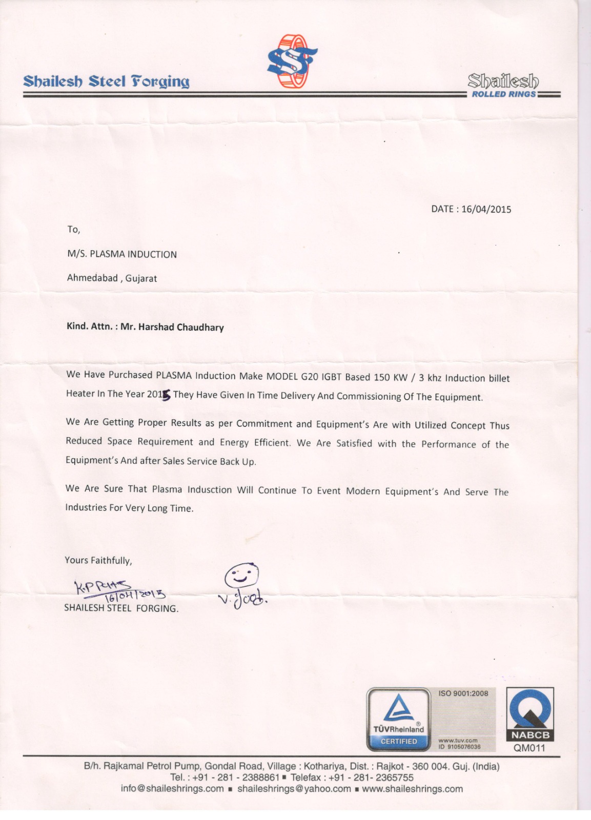 SHAILESH STEEL  FORGING (150KW)